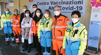 Somministrazione di vaccini all’ospedale Santa Maria alle Scotte da parte di Misericordia e Pubblica Assistenza di Siena